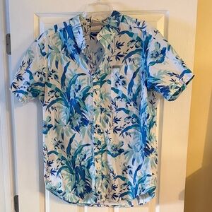 Columbia Blue and White Floral Men's Shirt